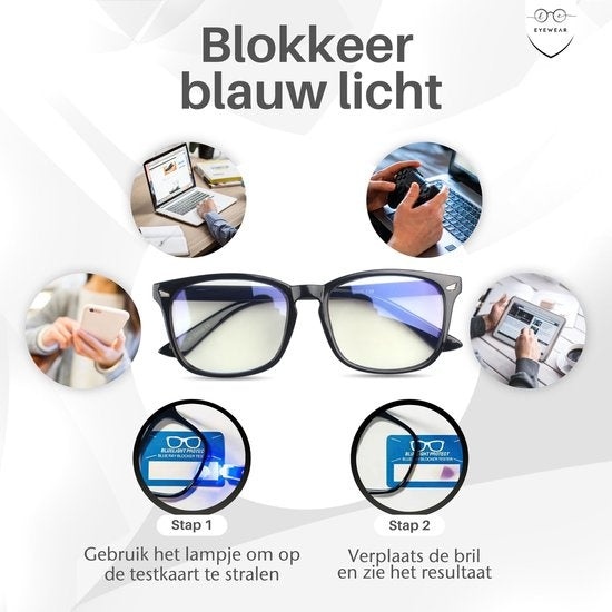 LC Eyewear Lunettes d'ordinateur - Lunettes à lumière bleue - Lunettes d'affichage - Design - Unisexe - Noir