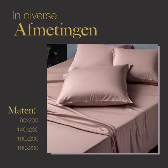 Drap-housse Ten Cate Premium - Drap-housse 90 x 200 - Draps-housses - Satin de coton - Convient aux sommiers à ressorts et aux matelas - Hauteur des coins : 30 cm - Élastique sur tout le pourtour - Ne nécessite pas de repassage - Rose - Blush