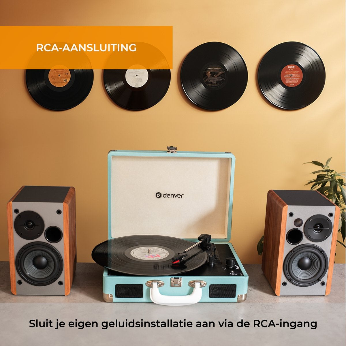 Denver Record Player - Haut-parleurs intégrés - Logiciel PC inclus - Auto-stop - Rétro - VPL120 - Bleu