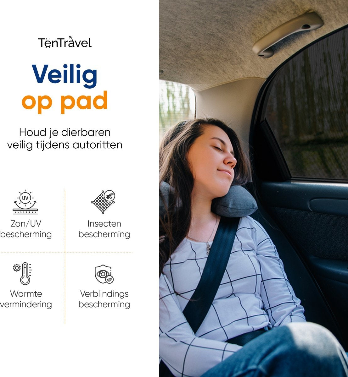 TenTravel Pare-soleil pour voiture - Protection solaire pour bébé et enfant - Pare-soleil pour vitre latérale extra foncée - Protection UV - 2 pièces