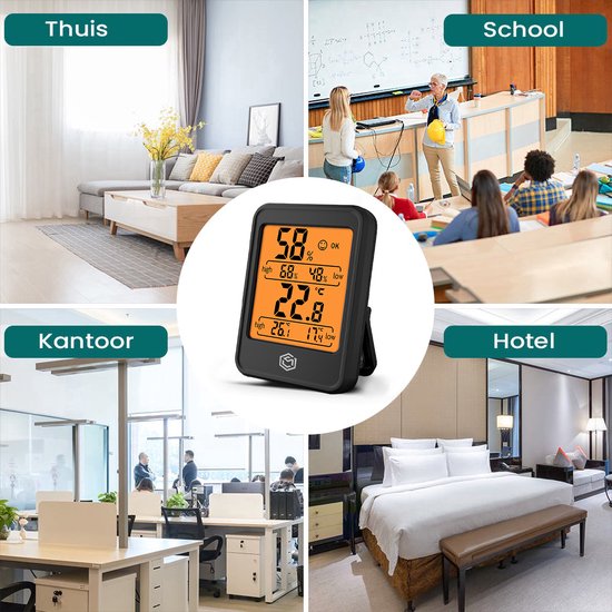 Ease Electronicz Hygromètre Min/Max - Humidimètre - Station météo numérique - Humidimètre - Thermomètre d'intérieur - Avec éclairage