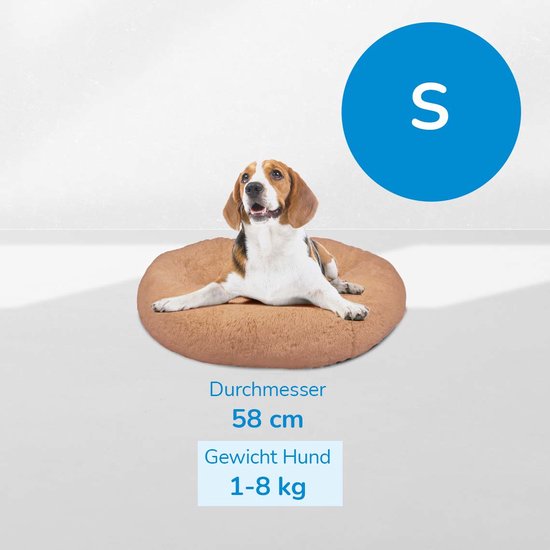 Peaceful Pooch S - panier moelleux pour chien - 58 cm de diamètre - pliable - disponible en plusieurs tailles. Panier pour chat - lavable - rembourrage amovible - soulage les articulations et les muscles - fond à picots antidérapant