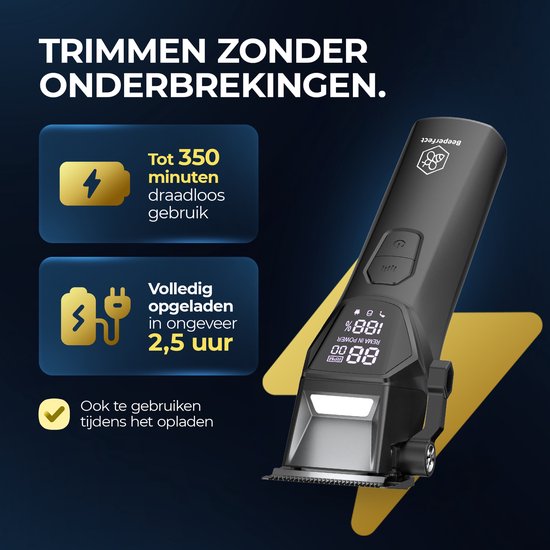 Tondeuse professionnelle sans fil - Beeperfect® - Tondeuse à cheveux pour hommes - Tondeuse à cheveux - Machine à cheveux pour coiffeurs - Tondeuse à cheveux - Tondeuse à barbe - Dispositif de coupe - Tondeuse à cheveux pour coiffeurs - Tondeuse pour coif