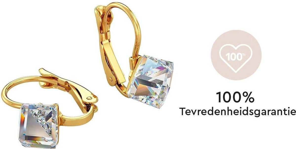 Yolora Dames Oorbellen met Kalpa Camaka Kristallen - Goudkleurig - 18K Geelgoud Verguld