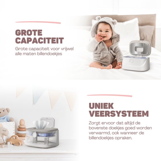 Vulpes Goods® BabyCare - Chauffe-serviettes PRO - Chauffe-serviettes humides - Boîte à serviettes - 3 niveaux de chaleur et chauffage rapide - Fonction veilleuse - Sécurité enfants - Blanc