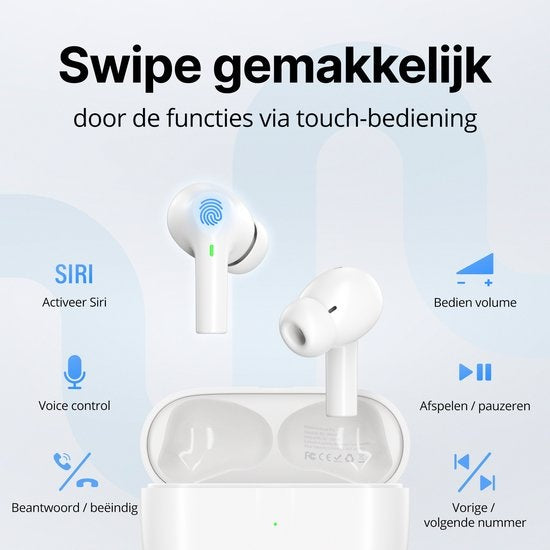 Ecouteurs sans fils Unitone - Ecouteurs Bluetooth - Earpods - Convient à Apple et Android - Blanc