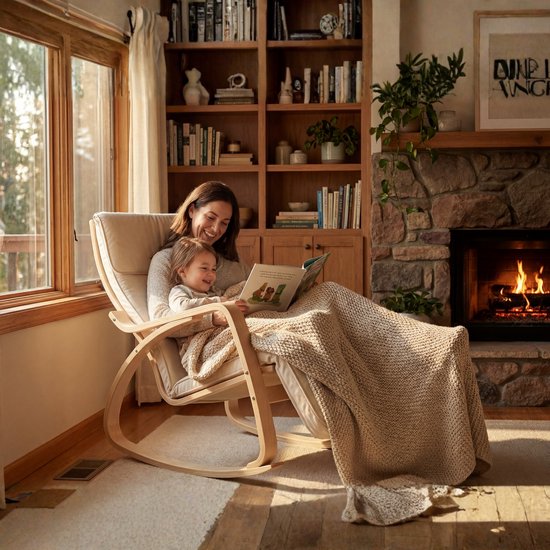 Fauteuil à bascule Bayt - Fauteuil - Fauteuil à bascule pour chambre d'enfant - Fauteuil de relaxation - Blanc