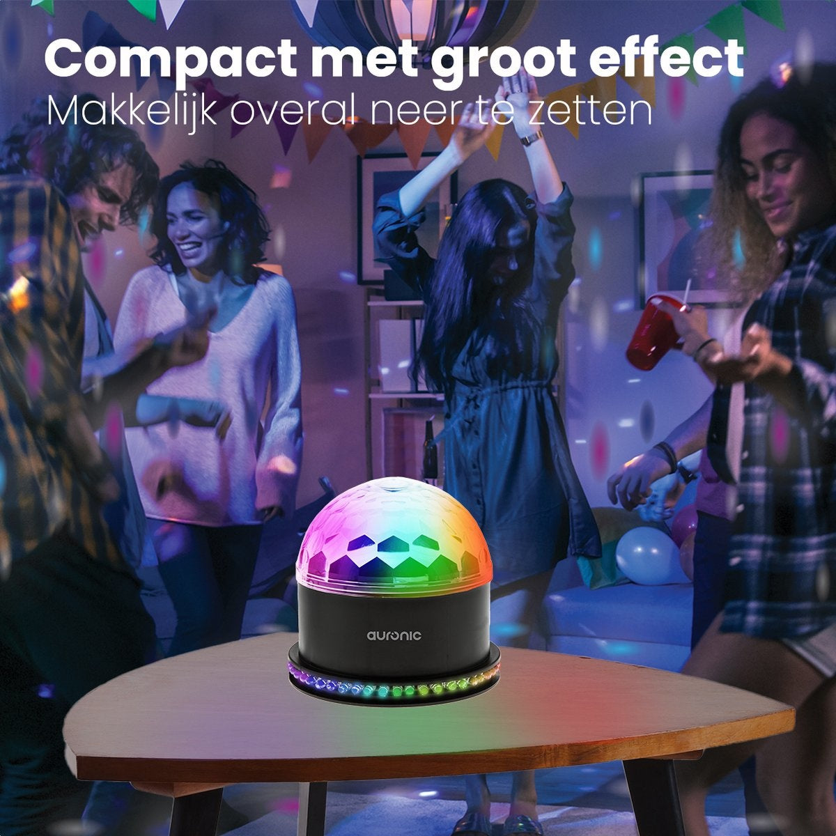 Auronic Lampe à disque rotative - Boule à disque - LED - Télécommande et contrôle musical - Enfants/Adultes