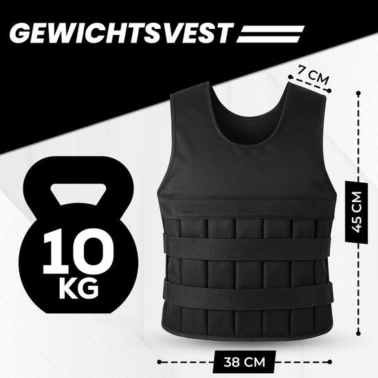 Fitby Gilet de musculation ajustable 10KG - Gilet de musculation - Gilets de musculation - Poids - Musculation et Crossfit - Cardio - Convient à partir de la taille L - Noir