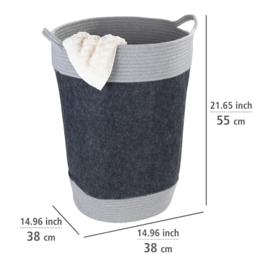 Panier à linge WENKO Bea, gris foncé - 75 L - Feutre en polyester recyclé
