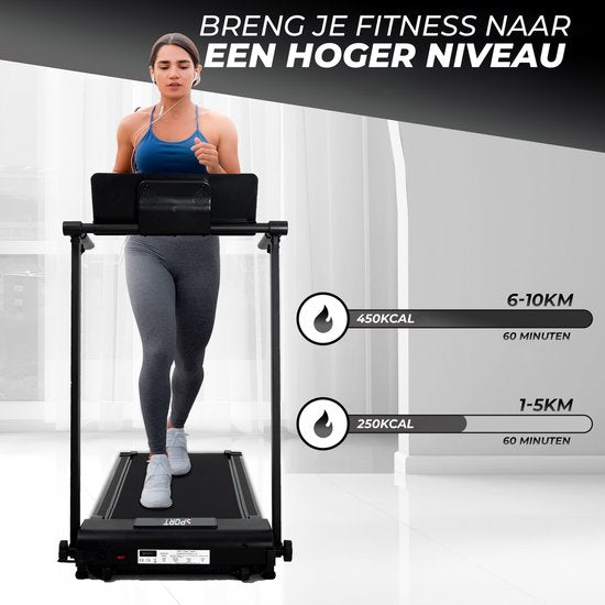 Fitby Treadmill - Tapis de course pliable - Tapis de marche - Bande de marche - 1-10km/h - Ecran LED - Noir