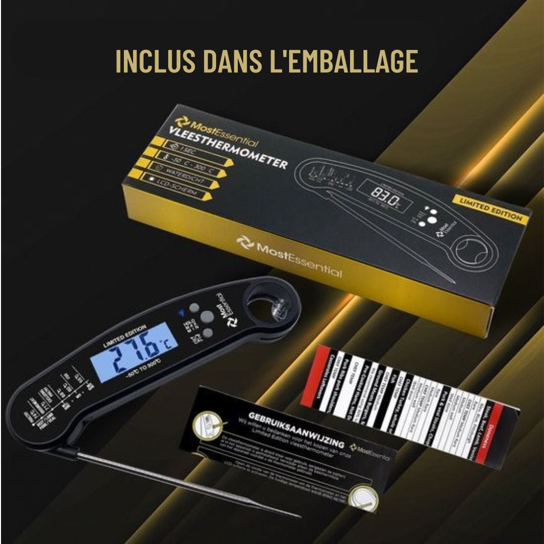 Thermomètre de cuisine - MostEssential Premium - Thermomètre pour barbecue - Noir