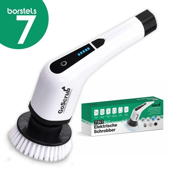 GoScrub® Cleaning King V1 - Brosse de nettoyage électrique - Brosse à récurer électrique - pour la salle de bain ou la cuisine - Brosse à récurer avec manche - 9 accessoires