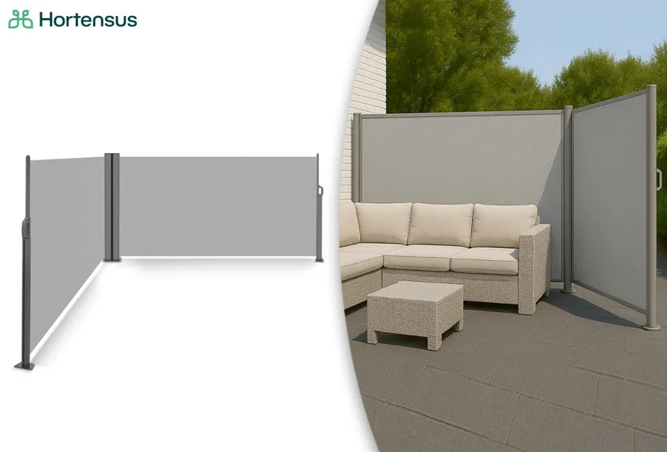 Brise-vent double en aluminium Hortensus 6 m x 1,8 m - Gris