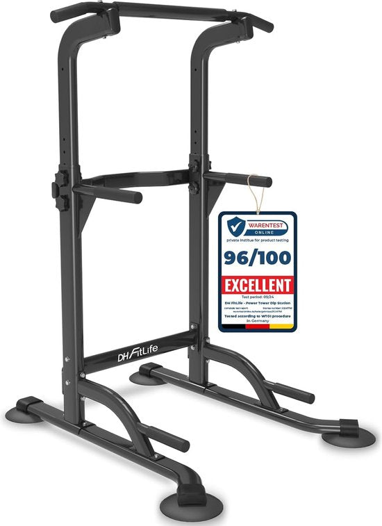 DH FitLife Power Tower Dip Station | pull-up bar freestanding | dip bars back trainer | power station strength tower | fitness station | power rack for home gym | strength training for home