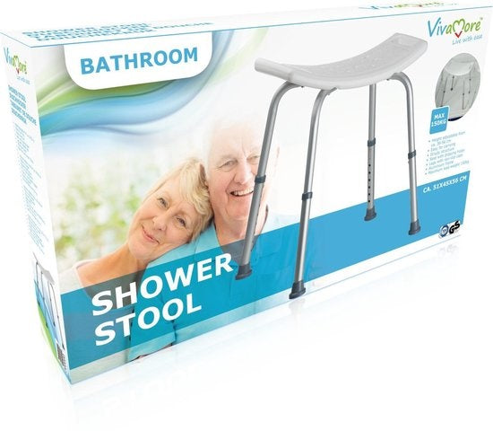 Chaise de douche antidérapante - Vivamore - Hauteur réglable - Max. 150 kilos