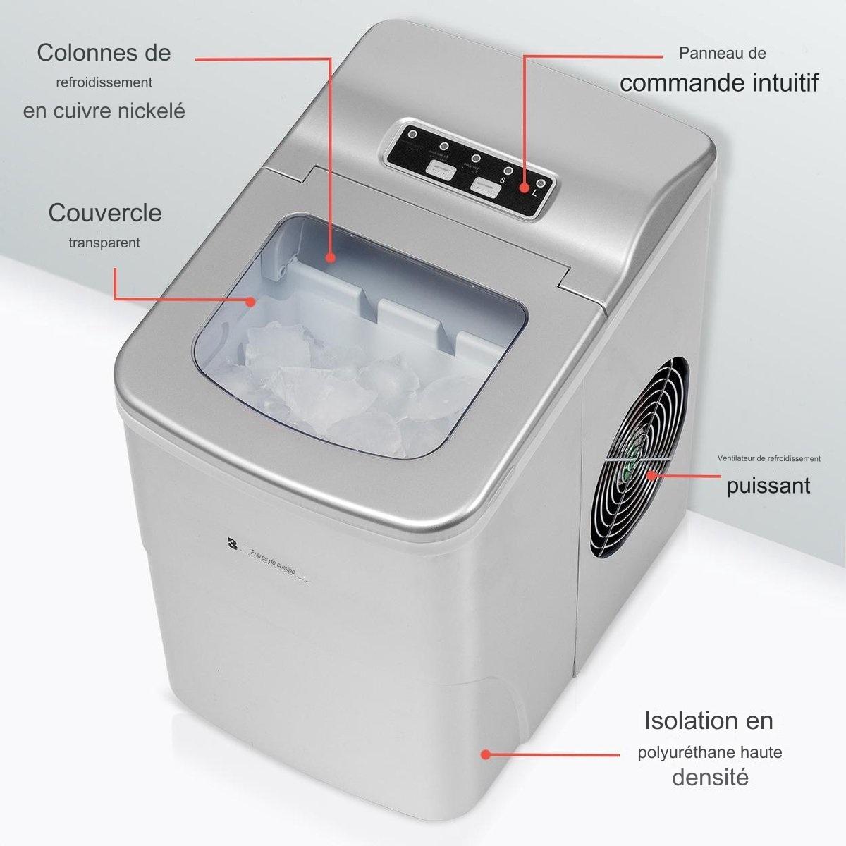 Machine à glaçons KitchenBrothers - 2 litres - 6-8 min. - Silver