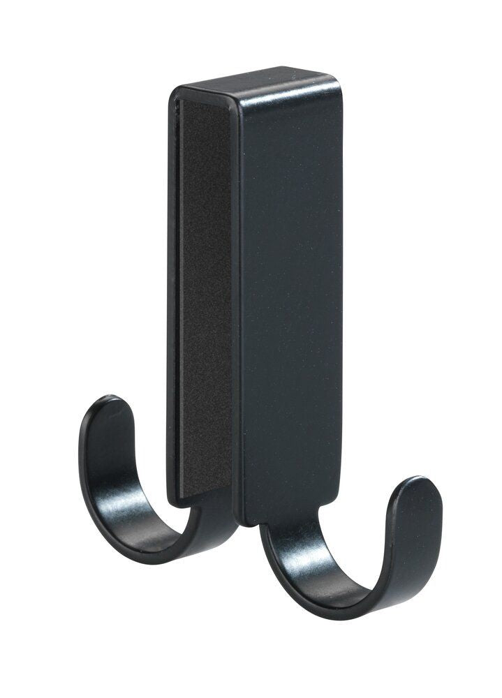 WENKO Porte-serviettes double pour douche, noir - acier inoxydable - Pour paroi de douche