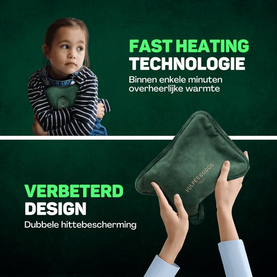 Vulpes Goods® - Bouillotte électrique - Flanelle douce - Bouillotte rechargeable - Bouillotte pour bébé - Coussin chauffant - Chauffe-mains inclus - Affichage numérique - Idéal pour les troubles menstruels - Version PRO