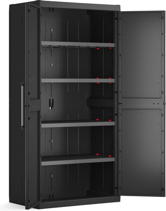 Keter Detroit XL Armoire haute - 4 étagères - 89x54x182cm - Noir