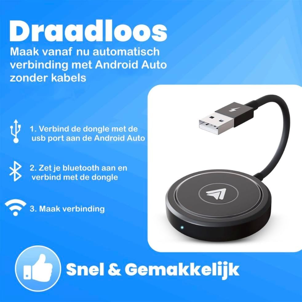 CarMe Luxury Android Auto Dongle - Wireless Android Car - USB-A & USB-C - Connexion 5GHz - Connexion automatique - Design compact - Noir