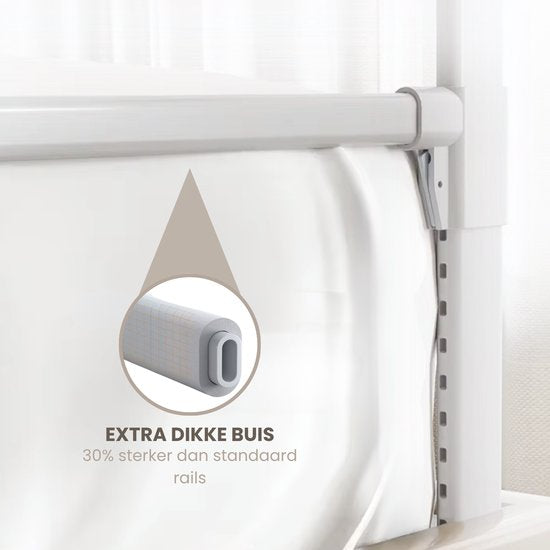 Barrière de lit Babietec réglable et pliable – Extra longue 150 cm – Barrière de lit – Sommier – Protection anti-chute – Barrière de lit – Gris foncé