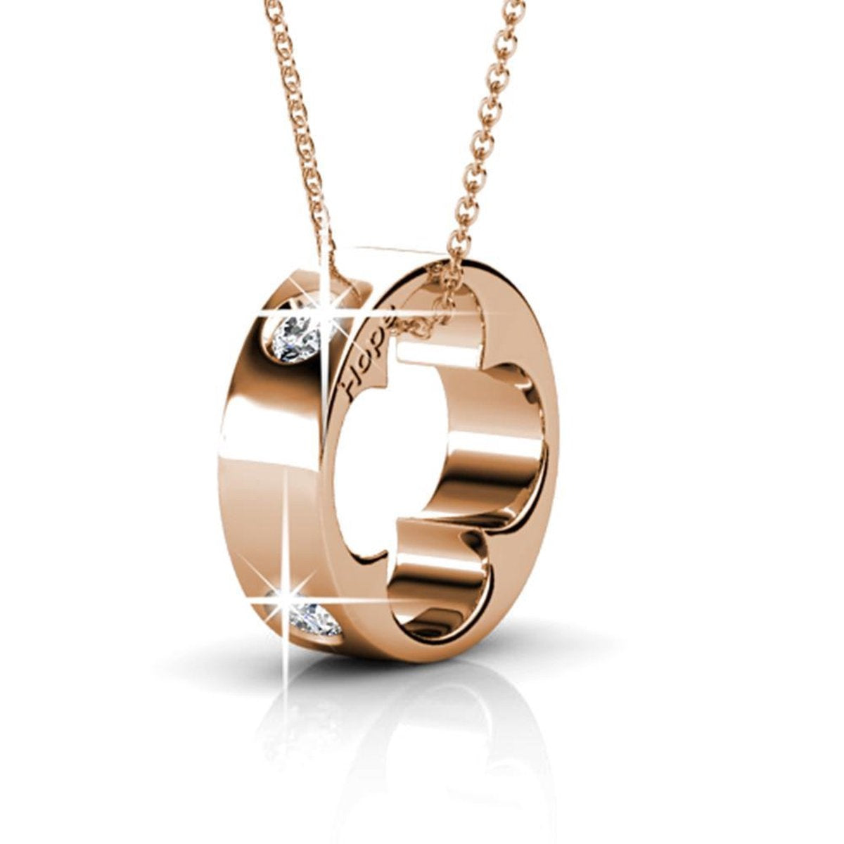 Yolora Collier femme avec pendentif - Cristaux Kalpa Camaka - couleur rose - plaqué or rose 18K - Collier femme or rose - Bijoux - Boîte cadeau de luxe - Boîte cadeau - Boîte cadeau exclusive - Bel emballage cadeau