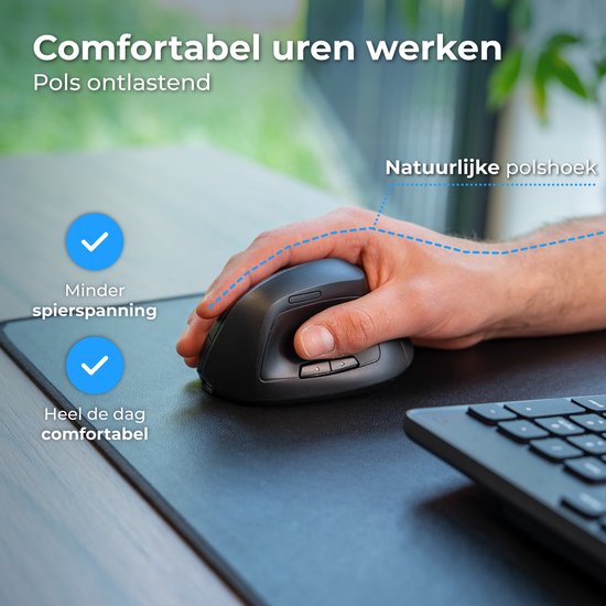 Souris ergonomique Nuvance - Souris sans fil - Souris Bluetooth - Souris sans fil - Silencieuse - Souris d'ordinateur - Wireless Mouse - Pour droitiers
