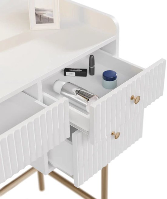 Coiffeuse Samira - Miroir et LED inclus - Blanc