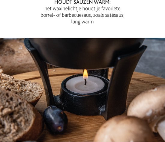 Boska Fondue set Party Mini - Caquelon à fondue - Pour fondue au fromage et sauce - Noir - 300 ml