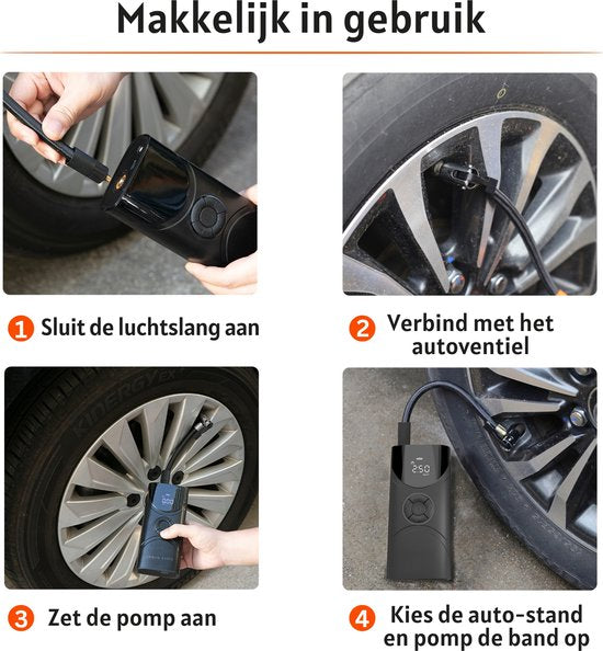Compresseur d'air portable - pompe à vélo électrique - pompe à pneu pour voiture, moto, vélo, ballon, lit gonflable - Puissance : 6 000 mAh