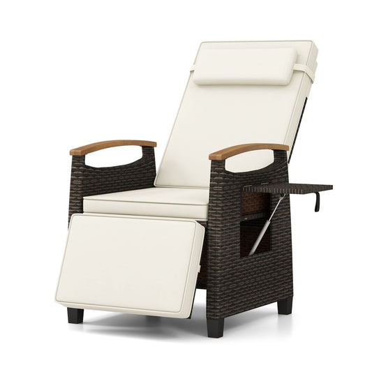 Fauteuil relax Coast en rotin - dossier et repose-pieds réglables - blanc - lot de 1