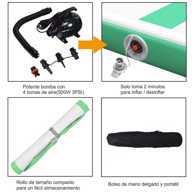 Coast Gymmat avec compresseur - Intérieur et extérieur - 450 x 100 x 15 cm - Vert