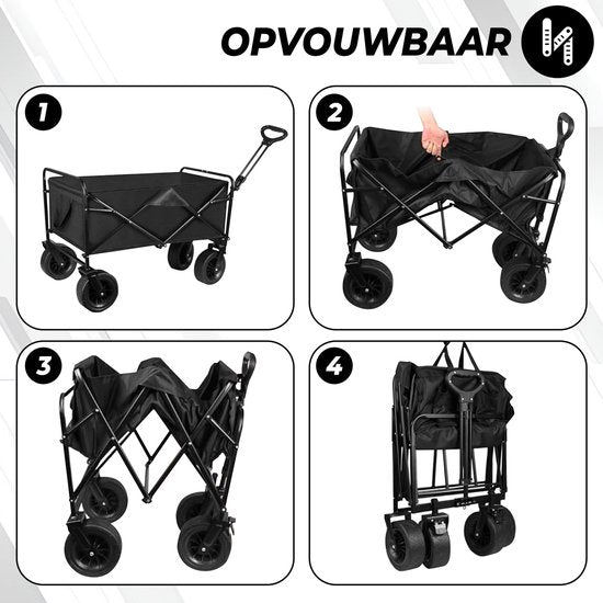 Outbee Bolderkar - Bolderkar pliable - Capacité de charge de 100 kg - Capacité de 100 litres - Noir