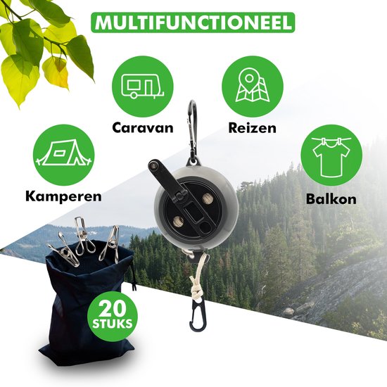 Travelhawk corde à linge rétractable - extensible - cordes à linge - corde à linge roulante - corde à linge 10 mètres - corde à linge rétractable - corde à linge camping - corde à linge