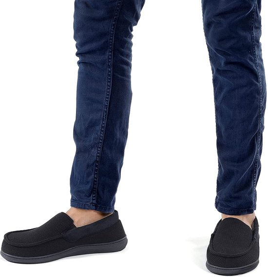 Chaussons Hommes - Chaussons - Mocassins - Noirs - Antidérapants - Taille 46/47 - Comfeet
