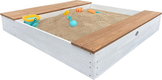 Bac à sable AXI Evy avec bacs à eau et espace de rangement Blanc/marron - Kit d'accessoires inclus