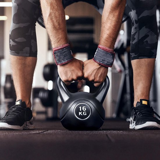 Kettlebell Yaheetech 16 kg – En plastique rempli de ciment – Large poignée – Noir