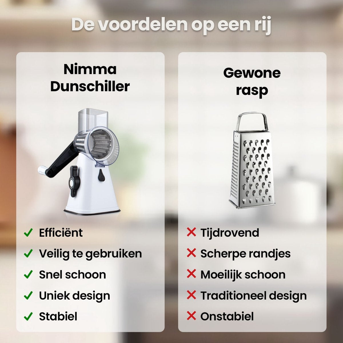 Râpe à tambour Nimma - Comprend 3 accessoires et un couteau en spirale - convient comme moulin à fromage et râpe - Blanc