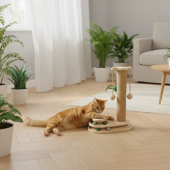 By Cee Cee Scratching Post - griffoir pour chat - griffoir pour chat - jouet en bois pour chat - idéal pour plusieurs chats - 40x19x45.5cm - Luna