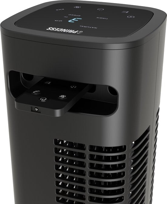 Ventilateur colonne intelligent 80 cm – Application et télécommande – Minuterie – Économe en énergie – Princess 358230 – Noir