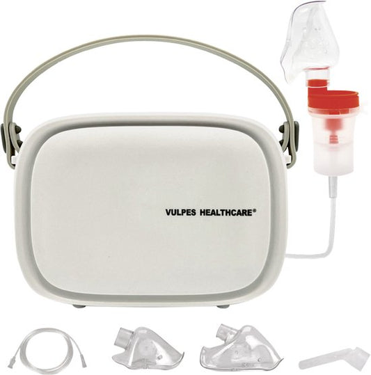 Vulpes Goods® HealthCare - Dispositif d'aérosol - Nébuliseur ultrasonique - Nébuliseur - Dispositif d'inhalation pour enfants, adultes et bébés - mode infini - Aide à lutter contre les maladies respiratoires - 3 embouts buccaux inclus