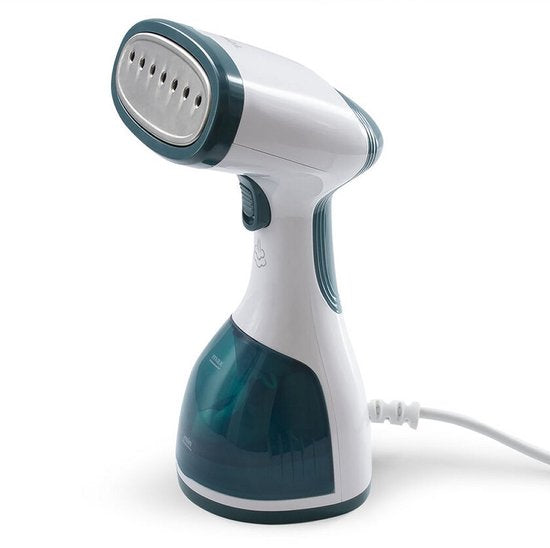Tomado TSH1201W - Défroisseur linge - Défroisseur mains - Démêleur - Nettoyeur vapeur - 2 brosses incluses - Blanc/turquoise
