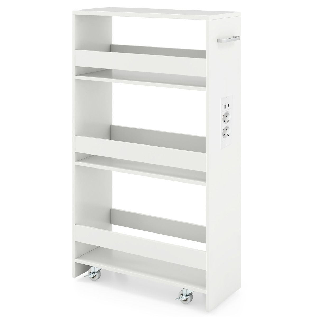 Chariot de rangement Coast Smalle - Chariot de cuisine mobile à 4 étages - avec station de recharge - blanc 47,5 x 20 x 80,5 cm