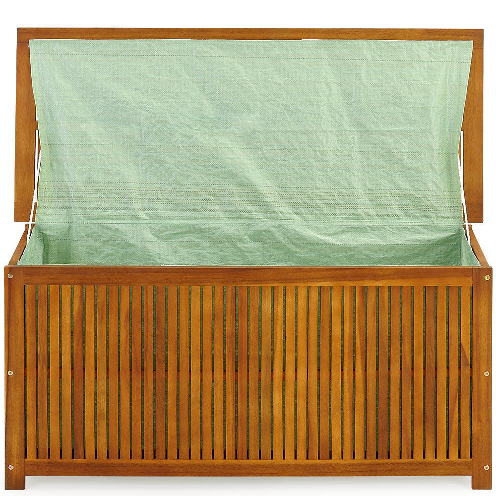 Boîte de rangement de jardin - Casaria - Bois d’acacia avec revêtement intérieur - 117 x 50 x 59 cm - Marron