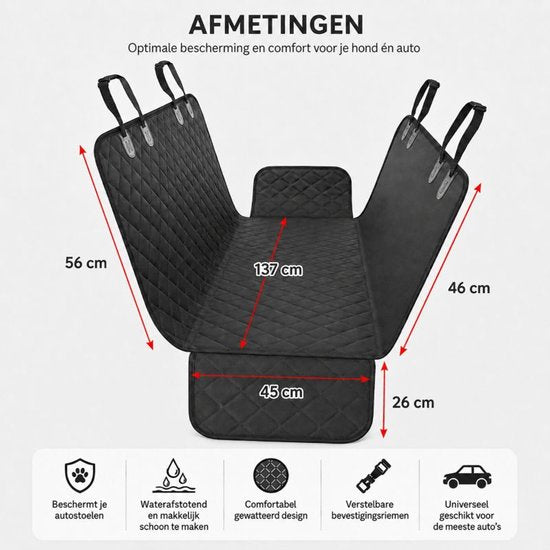 Ceruzo Couverture pour chien pour voiture - Siège arrière - Coffre - Imperméable - Antidérapante - Noire