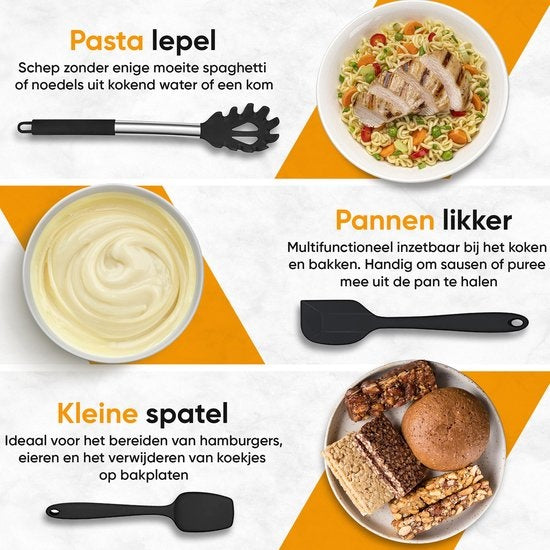 Strex Kitchen Utensils Set with Holder 43 pieces - Heat Resistant / BPA Free / Silicone - Ustensiles de cuisine
