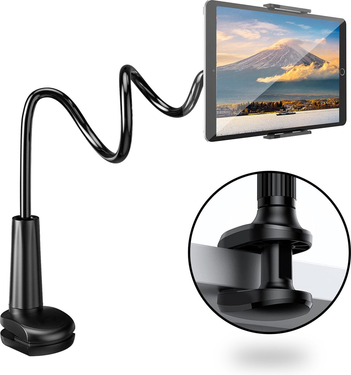 MM Brands Tablet Holder Flexible - Smartphone Stand Universal - Tripod suitable for Desk Table and Bed - ipad - Phone - GSM - Black
