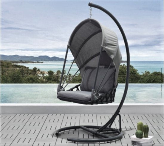 Chaise suspendue Tony avec capuchon - Gris