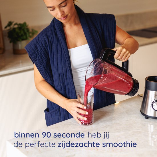 Safecourt Kitchen Power blender - 5 programmes automatiques - Smoothie maker - +2 gobelets à emporter - inox